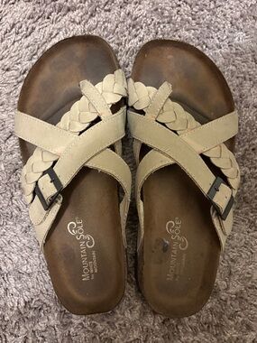 Mountain Sole Women's Braided Slide Sandals in Beige